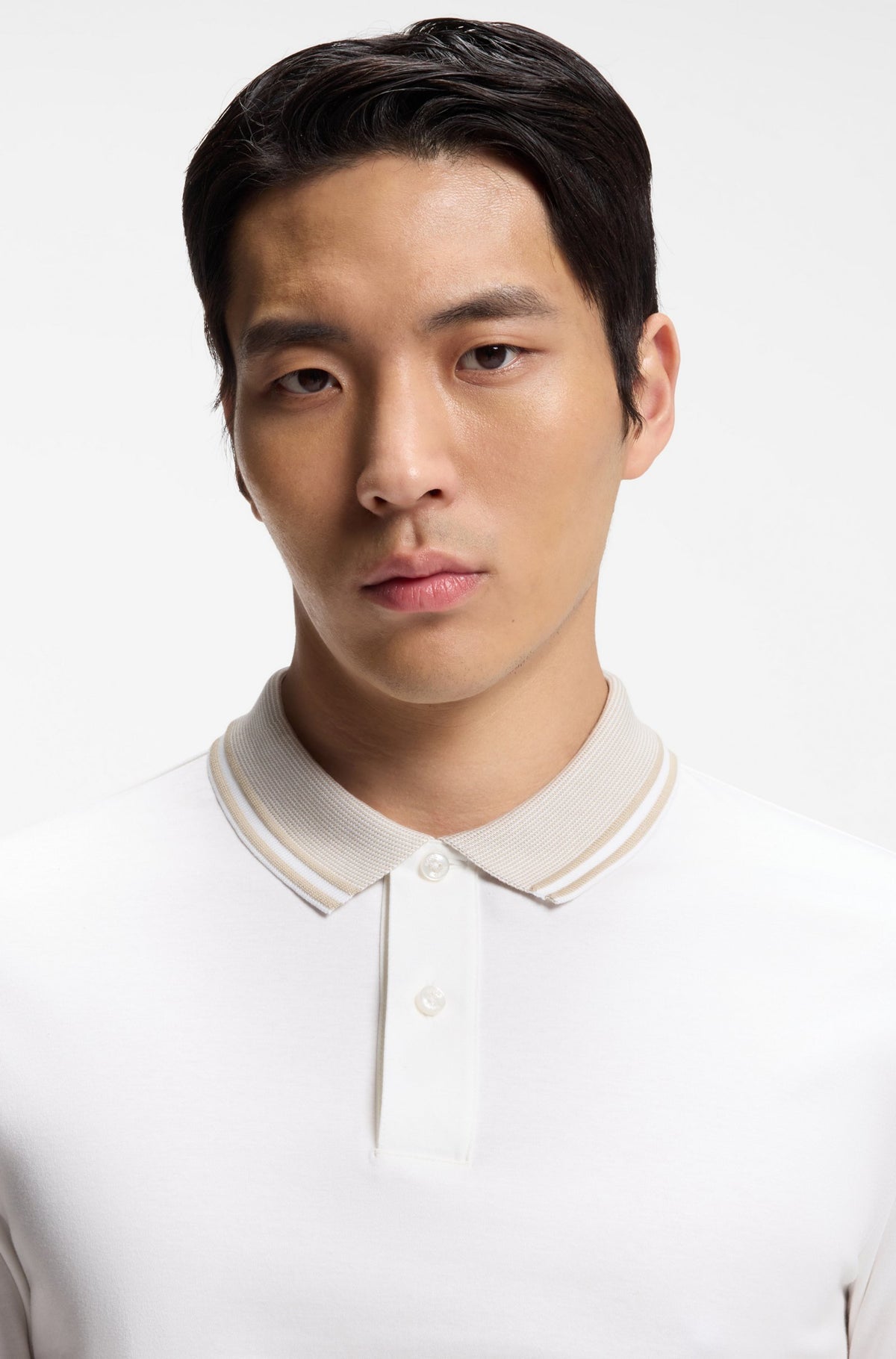 Stripe-Trim Slim-Fit Polo Shirt in Mercerized Cotton - White