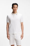 Stripe-Trim Slim-Fit Polo Shirt in Mercerized Cotton - White