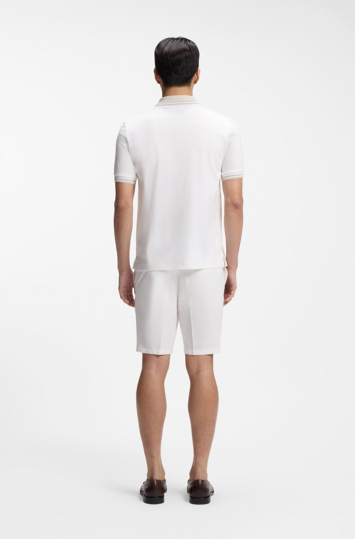 Stripe-Trim Slim-Fit Polo Shirt in Mercerized Cotton - White