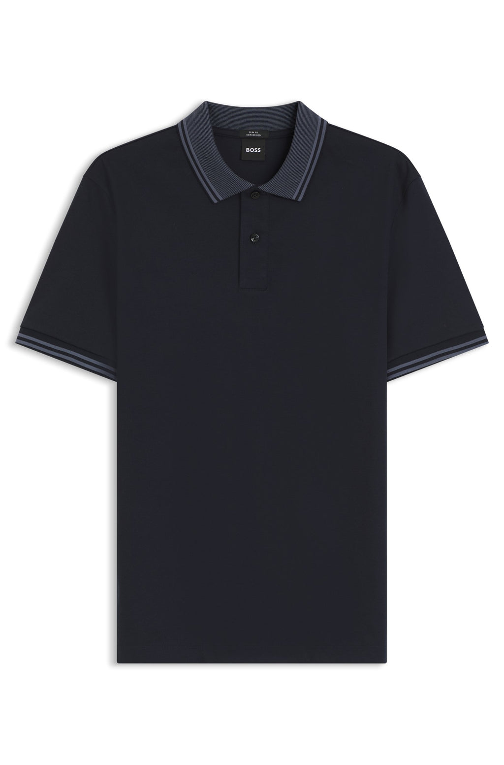 Stripe-Trim Slim-Fit Polo Shirt in Mercerized Cotton- Dark Blue