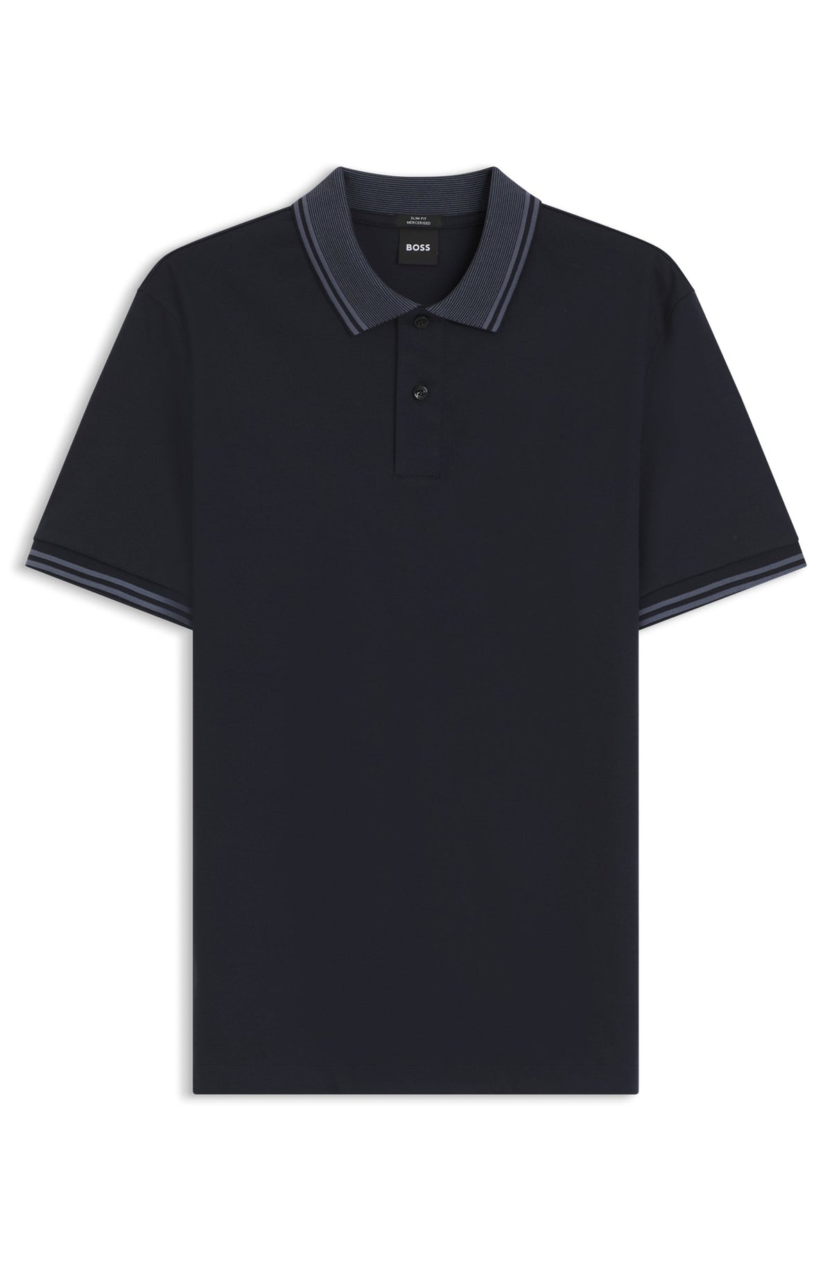 Stripe-Trim Slim-Fit Polo Shirt in Mercerized Cotton- Dark Blue