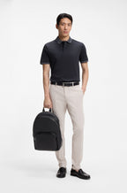 Stripe-Trim Slim-Fit Polo Shirt in Mercerized Cotton- Dark Blue