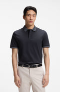 Stripe-Trim Slim-Fit Polo Shirt in Mercerized Cotton- Dark Blue