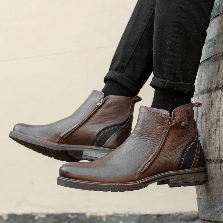 Hunter Leather Zip Up Boots