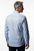Model back view - Zanzibar Twill Long Sleeve Shirt Sky Blue