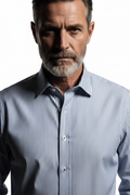 Model front view - Blue White Stripe Classic Fit Shirt