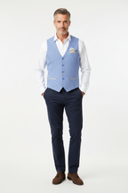 Stretch Piqué Waistcoat Light Blue on model - front