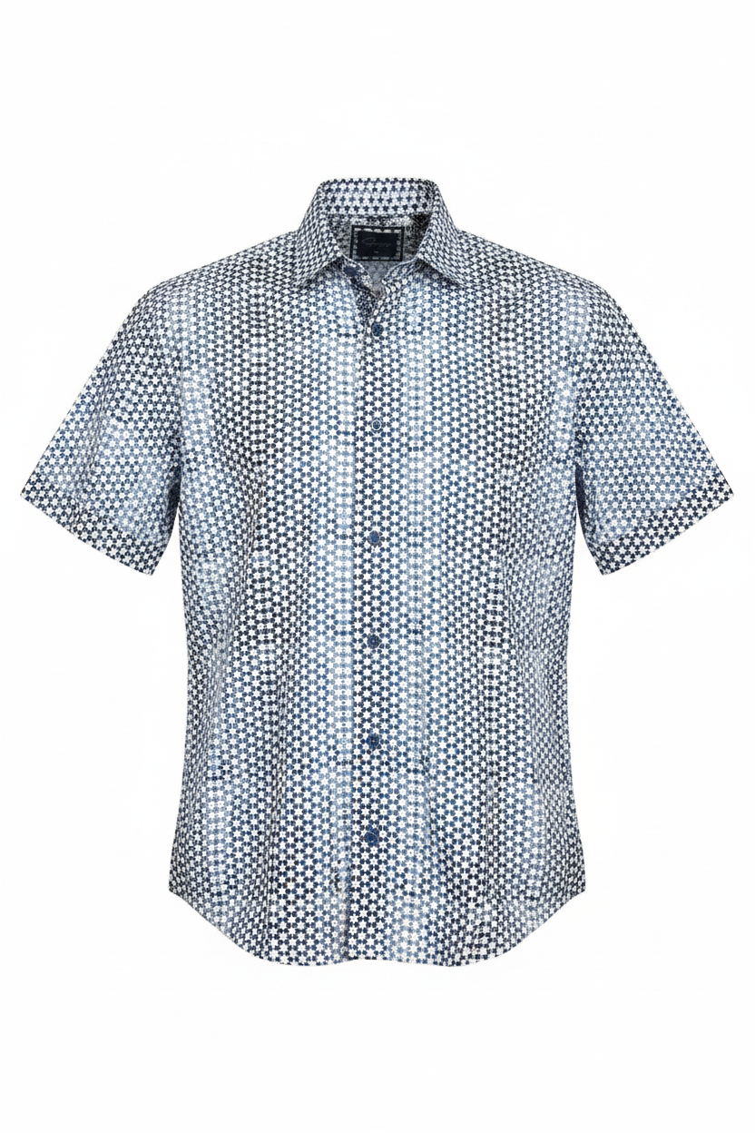 Geo hexagon print shirt clearcut - front
