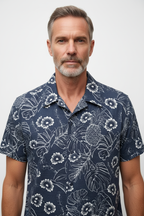 Model front view - Hugo Short Sleeve Shirt Navy