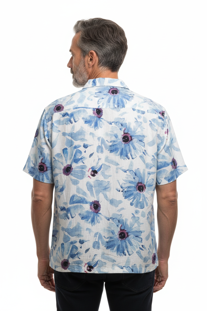 Model back view - Hugo Short Sleeve Shirt Multi