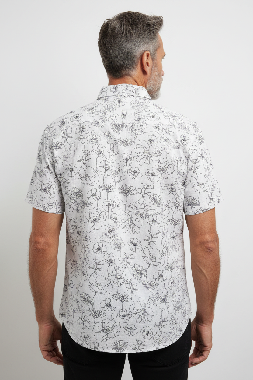 Model back view - MARCO HBD Short Sleeve Shirt