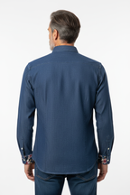 Model back view - OLIVER HBD Denim Long Sleeve Shirt