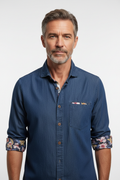 Model front view - OLIVER HBD Denim Long Sleeve Shirt