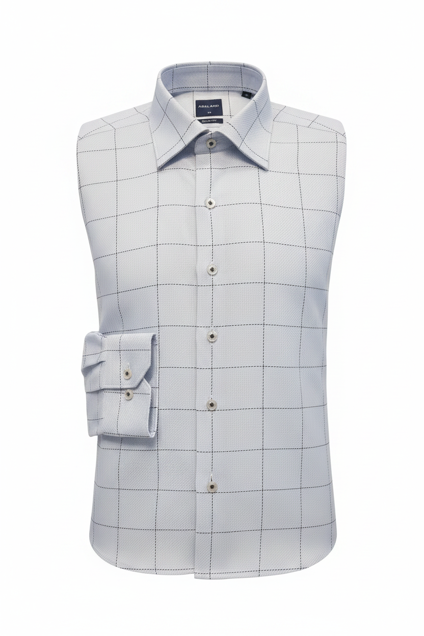 Clean cut-out - Grande Check Long Sleeve Shirt Light Blue