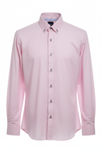 Clean cut-out - Micro-Check Slim Fit Long Sleeve Shirt Pink