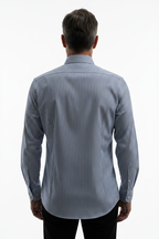 Model back view - Blue White Stripe Classic Fit Shirt