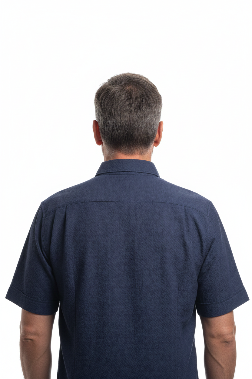 Model back view - Marco Short Sleeve Shirt Marine