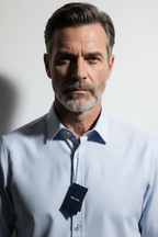 Model front view - Micro-Check Slim Fit Long Sleeve Shirt Blue