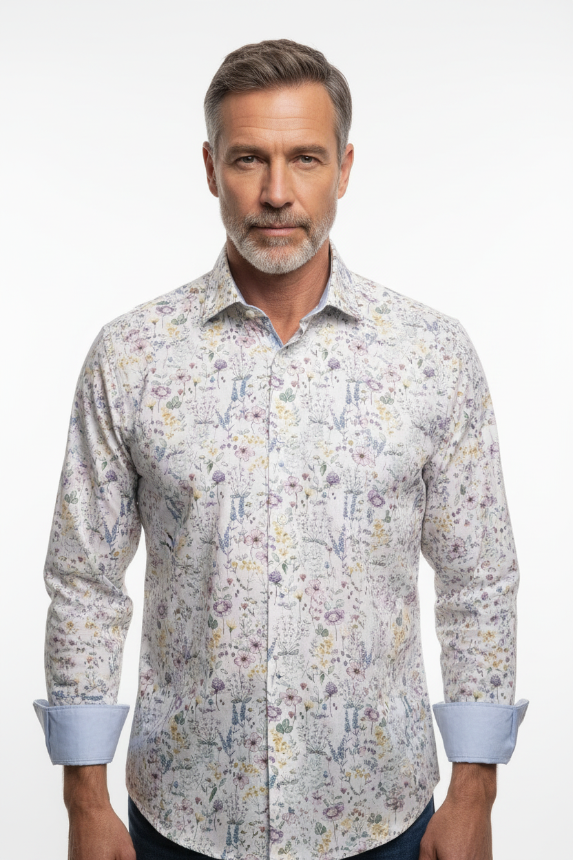 Model front view - FLORIAN HBD Long Sleeve Shirt
