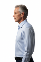 Model side view - Zanzibar Twill Long Sleeve Shirt Sky Blue