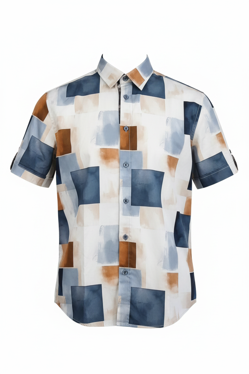 Abstract block print shirt clearcut - front