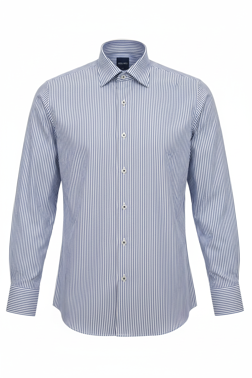 Clean cut-out - Blue White Stripe Classic Fit Shirt