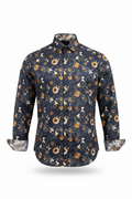 Ghost mannequin clear cut - dark navy floral print shirt