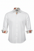 White shirt with floral cuffs clearcut - front
