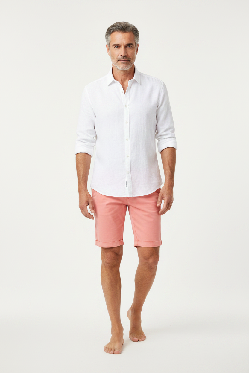 Bermuda Shorts Coral on model - front