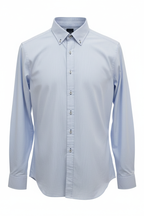 Clean cut-out - Micro-Check Slim Fit Long Sleeve Shirt Blue