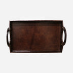 Rectangular Leather Tray Medium in Dark Brown
