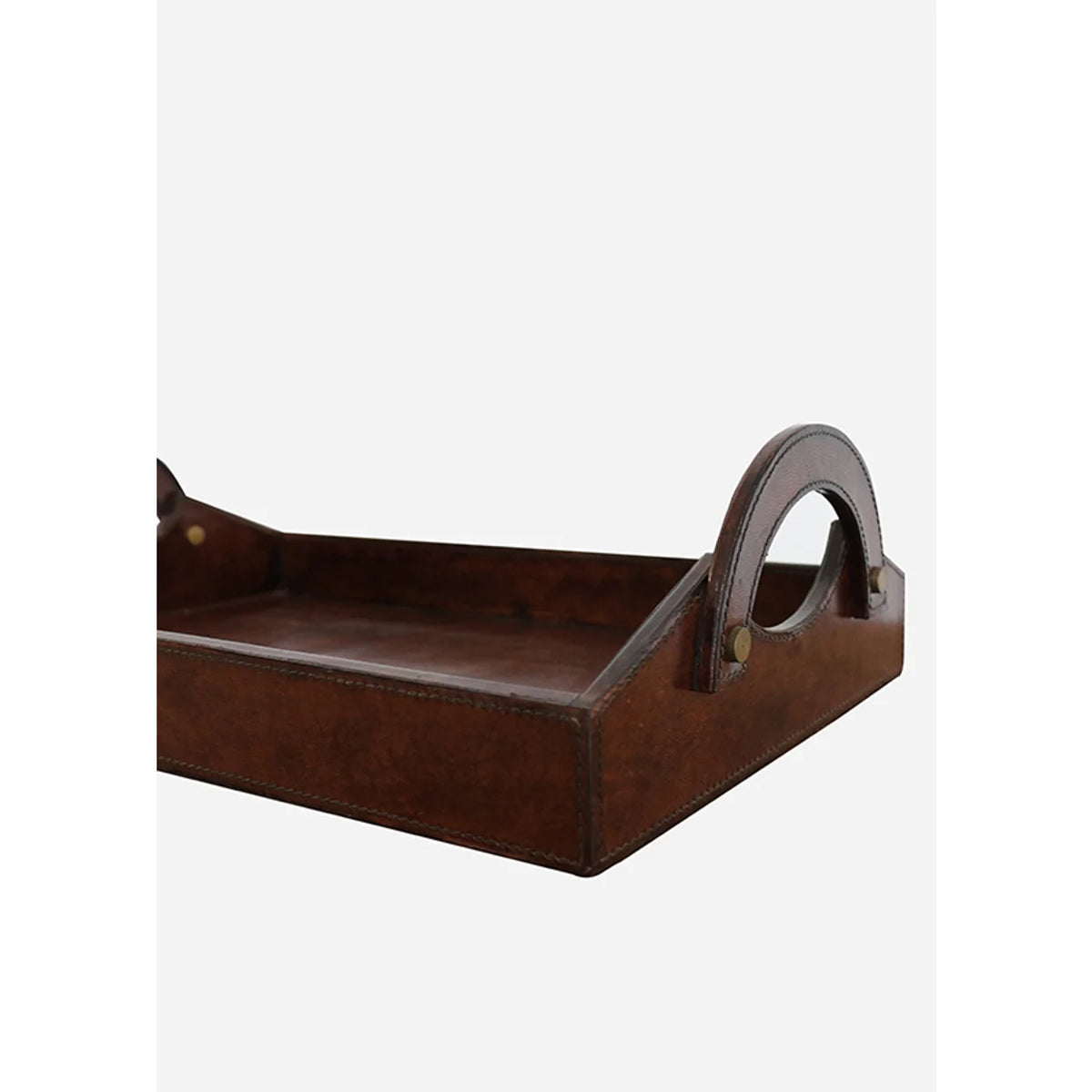 Rectangular Leather Tray Medium in Dark Brown