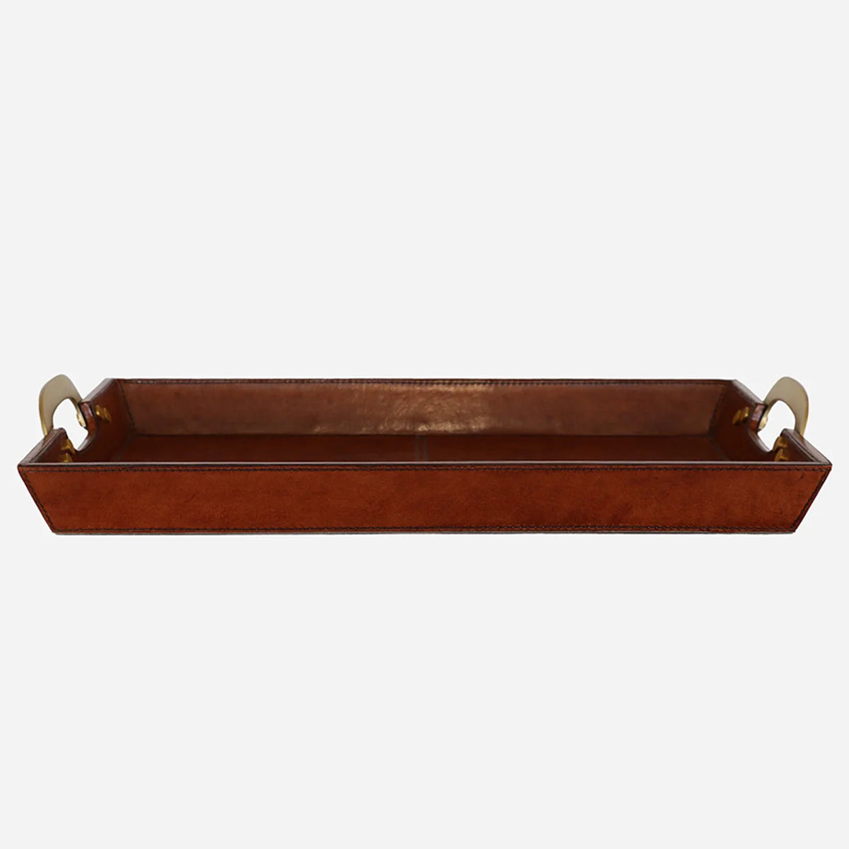 Savoy Leather Tray with Brass Handles
