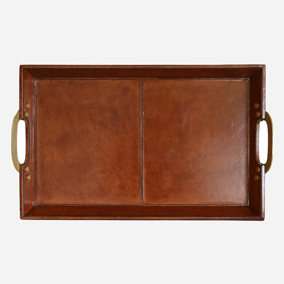 Savoy Leather Tray with Brass Handles