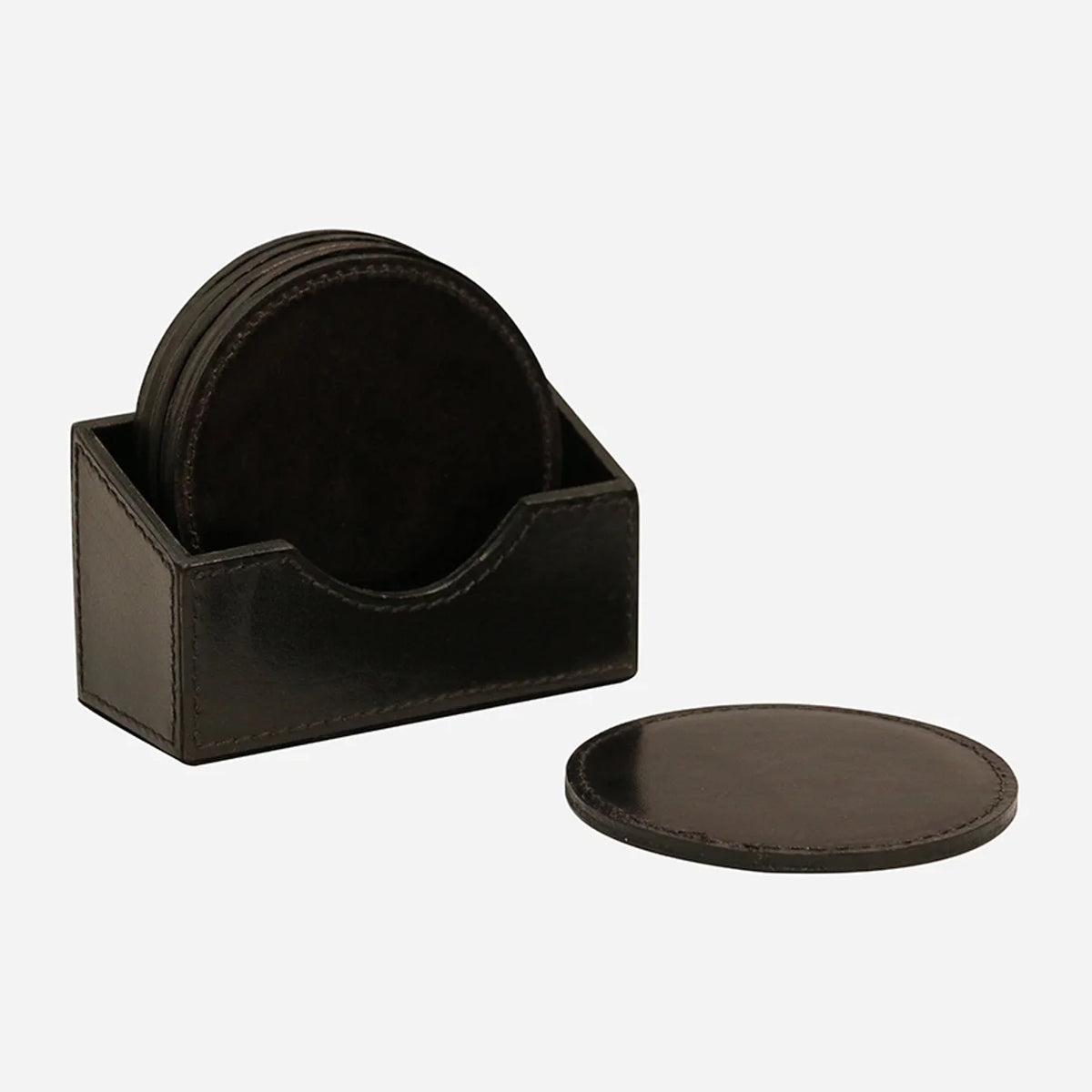 Black Leather Coaster Set (6 coasters)