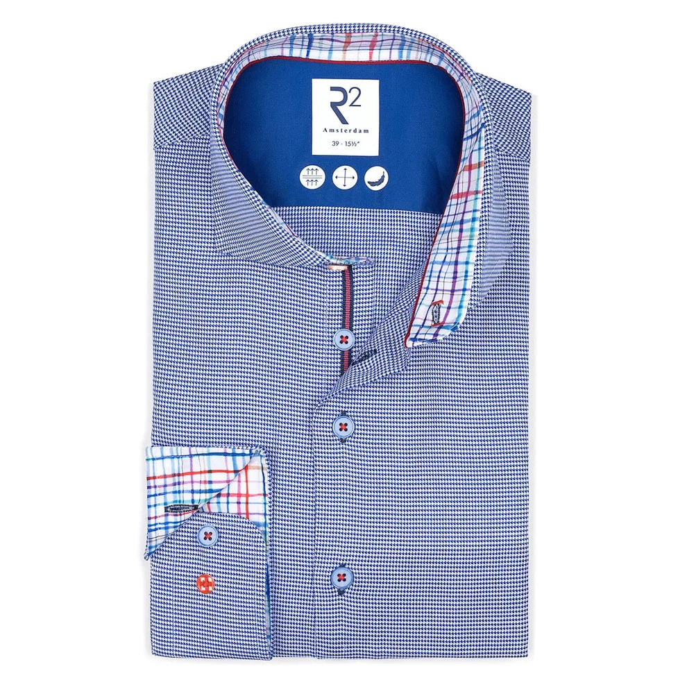 R2 Amsterdam Blue Neat Pattern Shirt